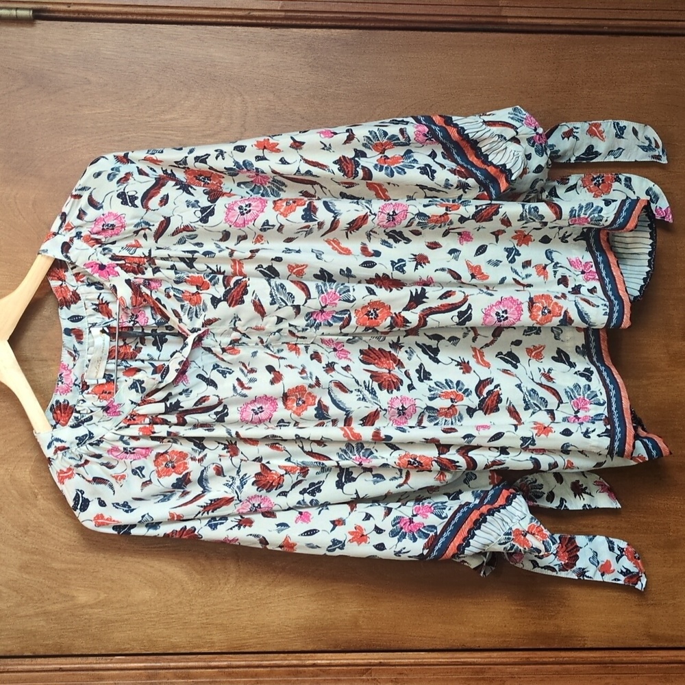 NWT Natalie Martin Silk Renata Shirt In Wildflower Pearl Size L